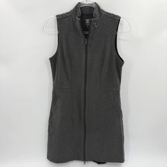 TITLE NINE Passport Ponte Dress Size S 2 Way Full Zip Sleeveless Gray Tunic